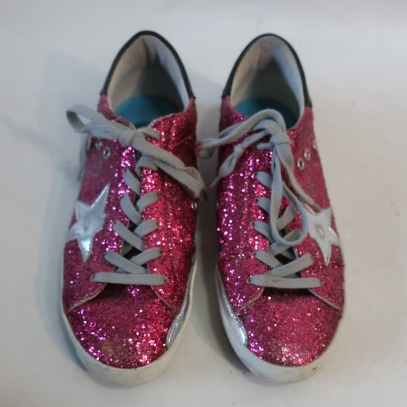 Womens GGDB Golden Goose Magenta Superstar Glitter Trainer Sneakers 38 US/8 - Picture 6 of 14